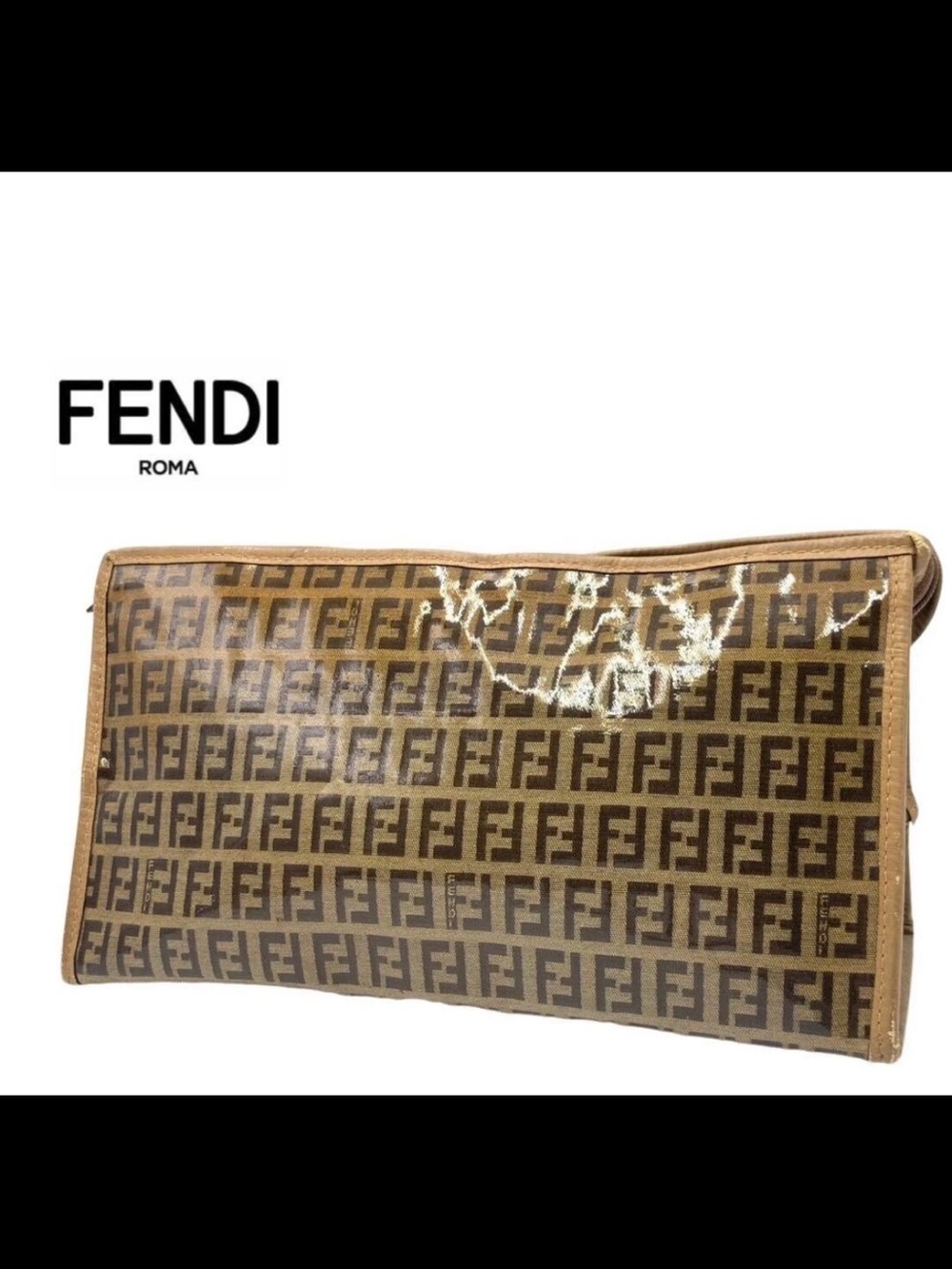 Fendi Brown Monogram Zucca PVC Clutch
